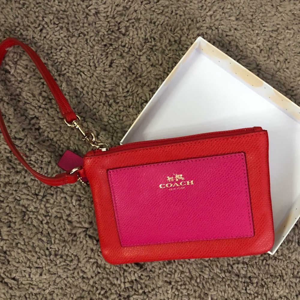 Coach Vibrant Red and Pink Wristlet